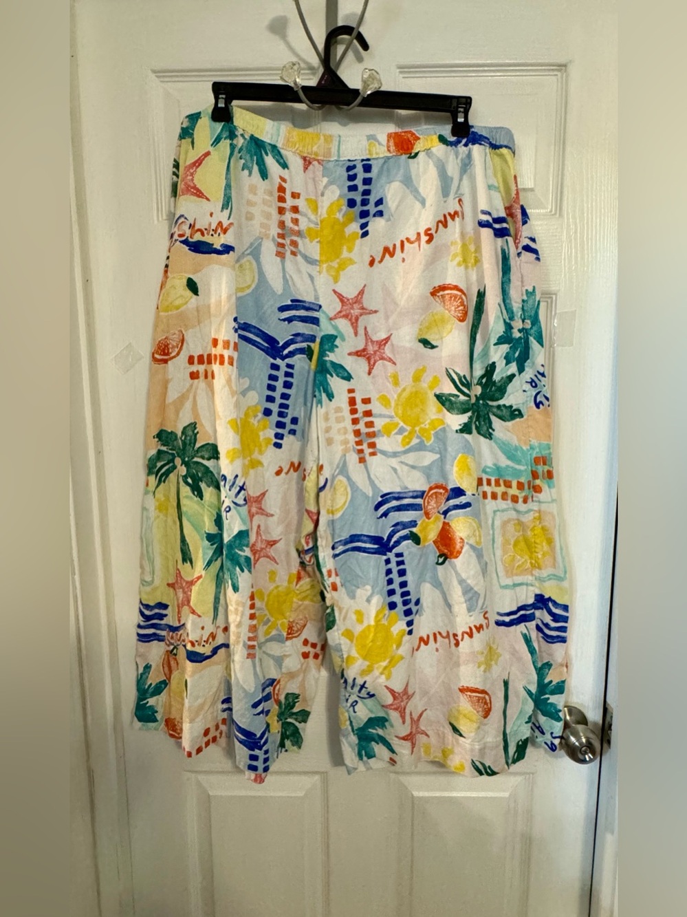Sonoma White Tropical Print Wide Leg Pants
